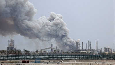 Smoke rises following a strike on Sitra Island, Bahrain (Photo: Reuters)