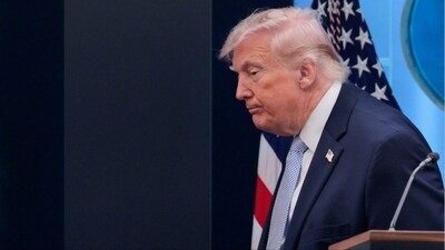 President Donald Trump departs after speaking with reporters (File photo/AP)