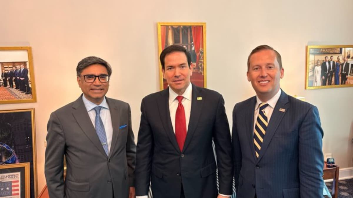 Vikram Misri and Marco Rubio at the White House