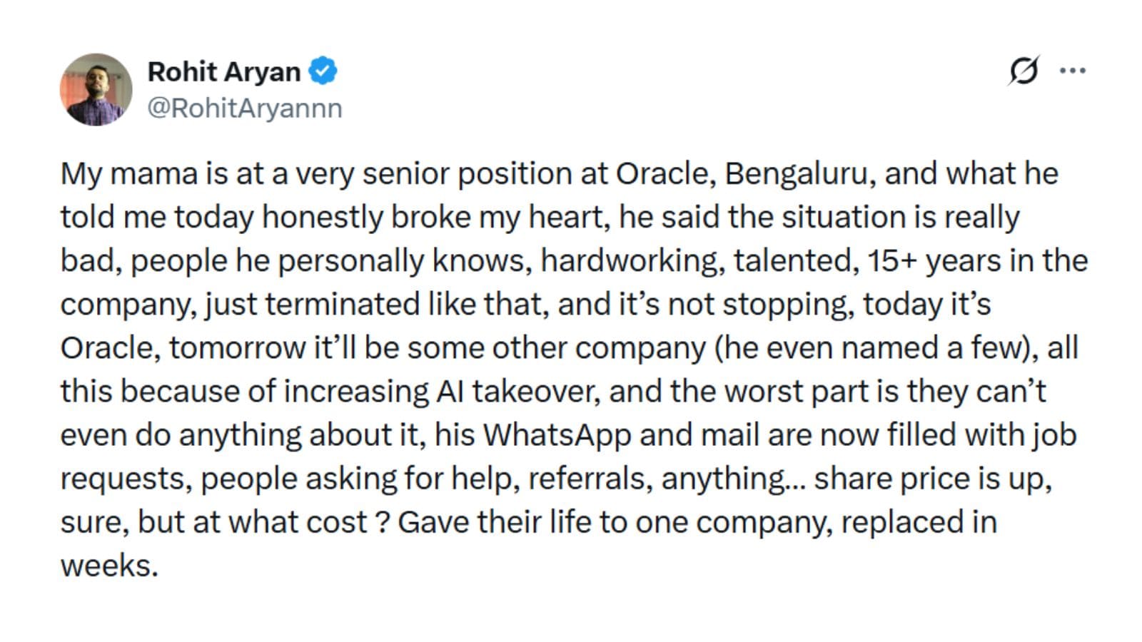 Oracle layoffs have affected 12,000 people in India