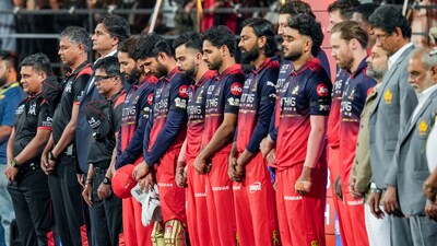 Jitesh Sharma with his Royal Challengers Bengaluru teammates (PTI)