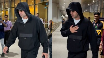 Ranbir Kapoor looks dapper in an all-black attire. 