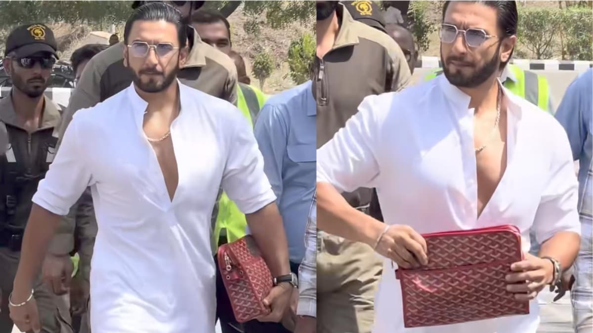 Ranveer Singh Turns Airport Runway Into a Fashion Parade With a White Kurta and Red Goyard Clutch After Anant Ambani's Birthday Bash