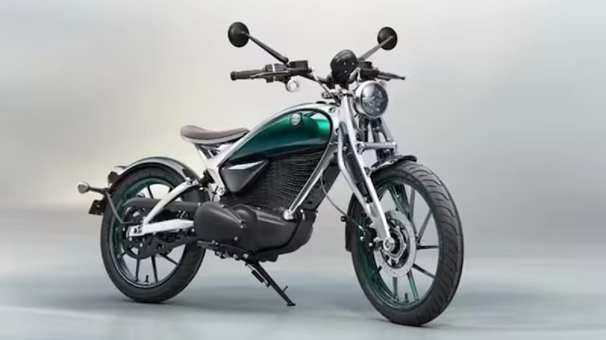 Royal Enfield Flying Flea C6 electric motorcycle on display