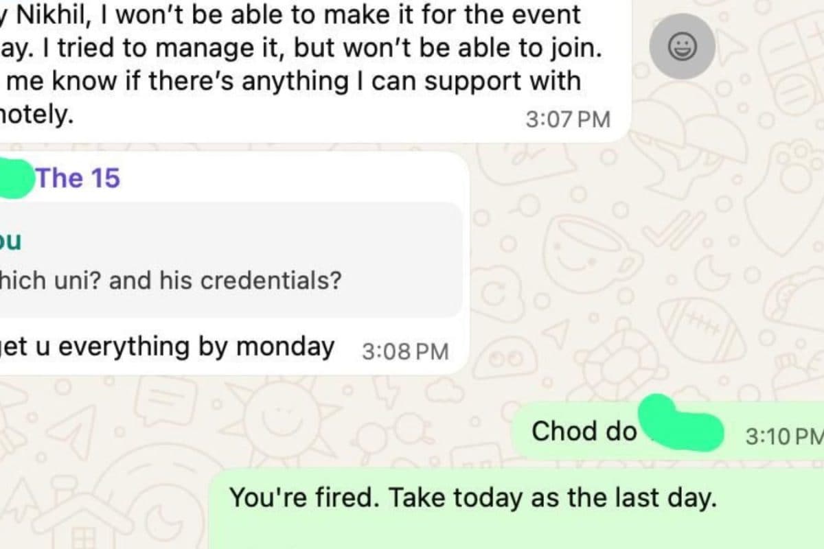 ‘You’re Fired’: Gurgaon Founder’s Response To Employee’s Absence Sparks Viral Work Culture War