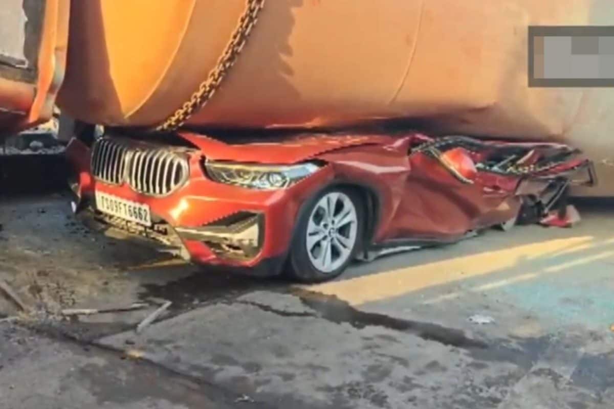 High Court Advocate Killed After Truck Flattens BMW In Andhra Pradesh | Video