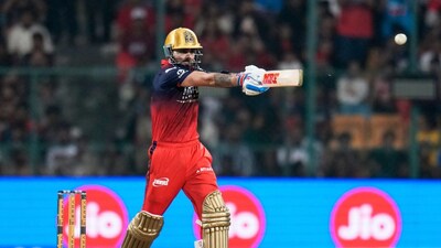 Royal Challengers Bengaluru's Virat Kohli plays a shot during the Indian Premier League cricket match between Royal Challengers Bengaluru and Sunrisers Hyderabad in Bengaluru, India, Saturday, March 28, 2026. (AP Photo/Aijaz Rahi)