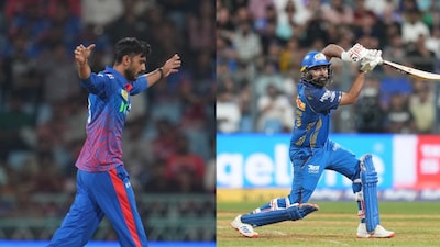 DC's Axar Patel, MI's Rohit Sharma.