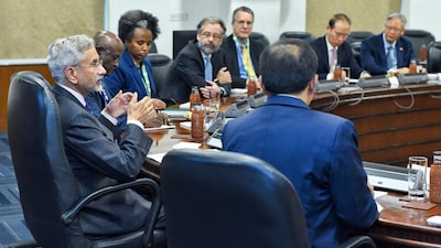 EAM S Jaishankar during an interaction with BRICS 2026 Sherpas and Country Representatives, in New Delhi on February 10, 2026. (Image: @DrSJaishankar/X/PTI)