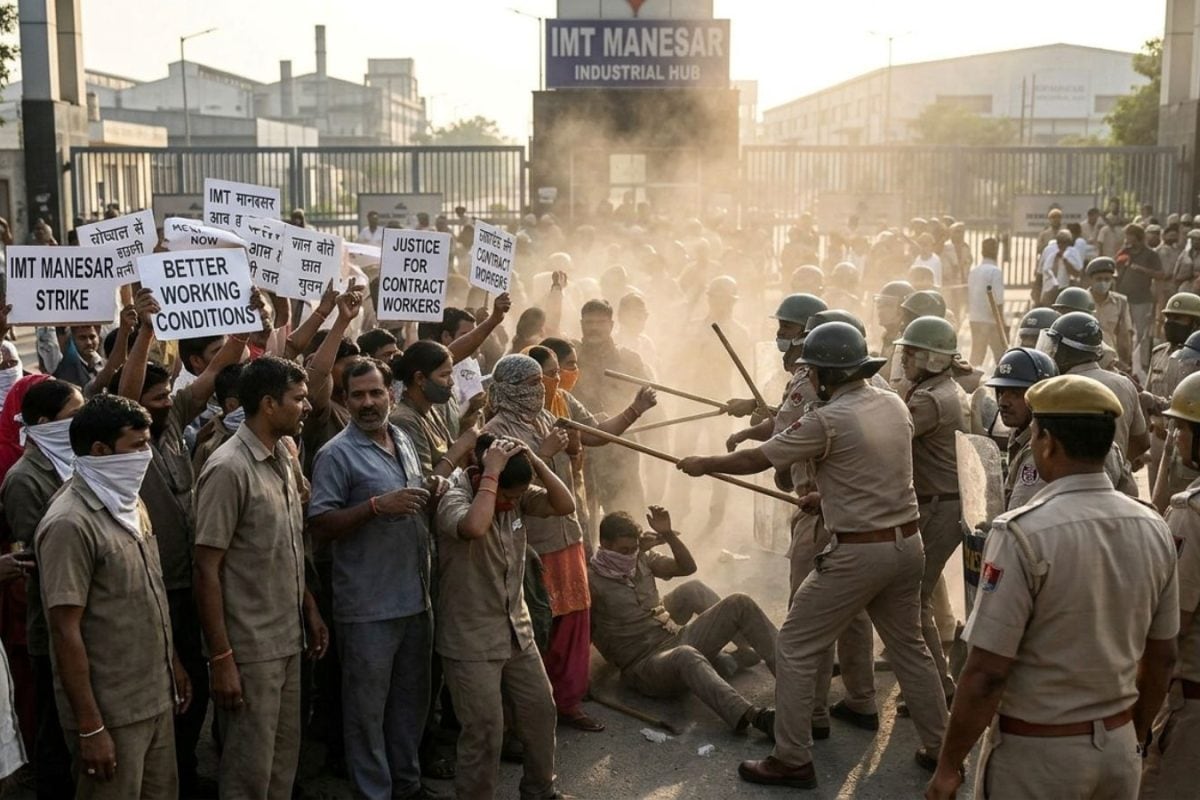 Section 163 Imposed In IMT Manesar As Police Lathi-Charge Protesting Contract Workers