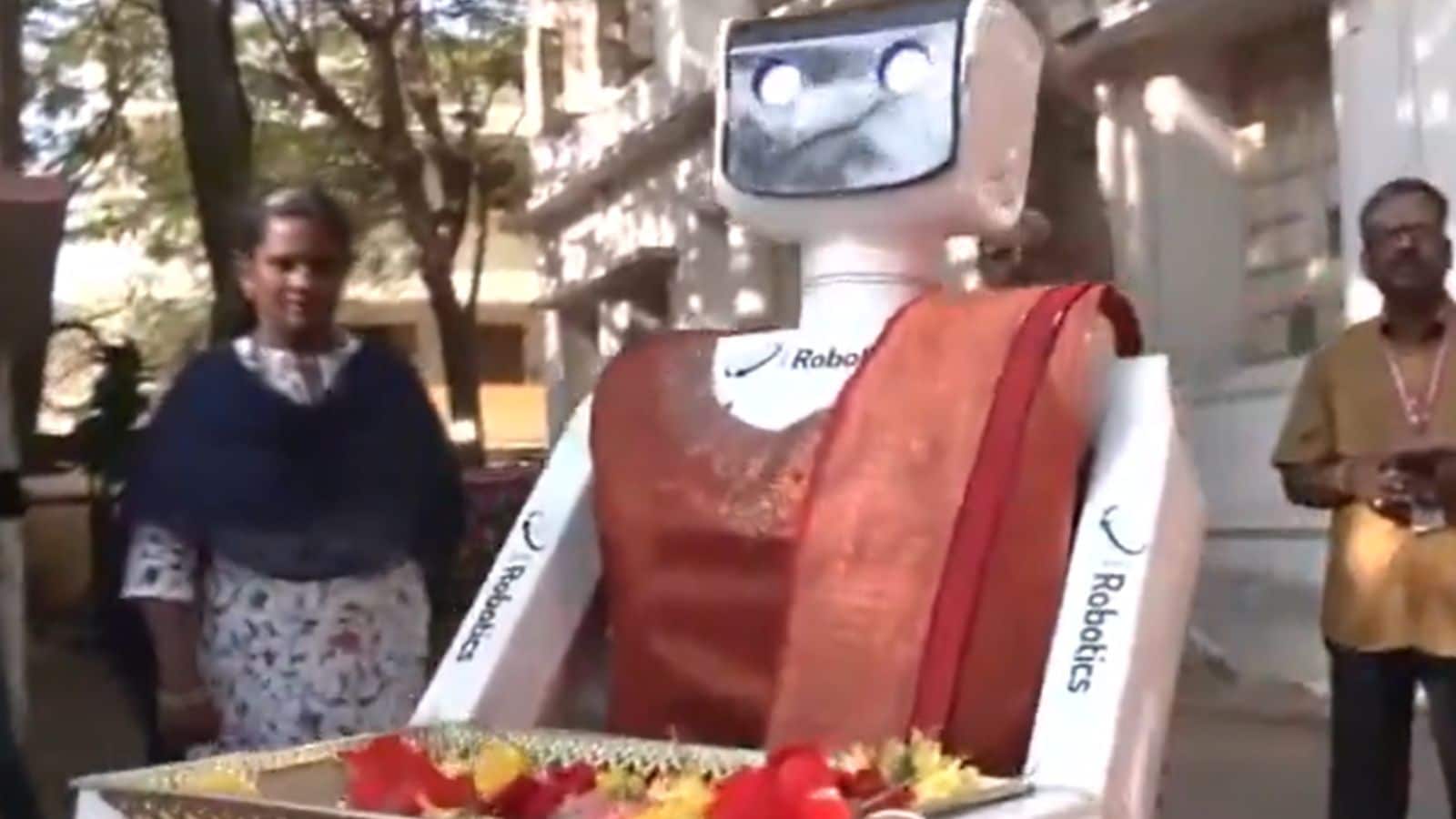 Saree-Draped Robot Welcomes Voters At Tamil Nadu Polling Station, Offers Them Sweets | Video
