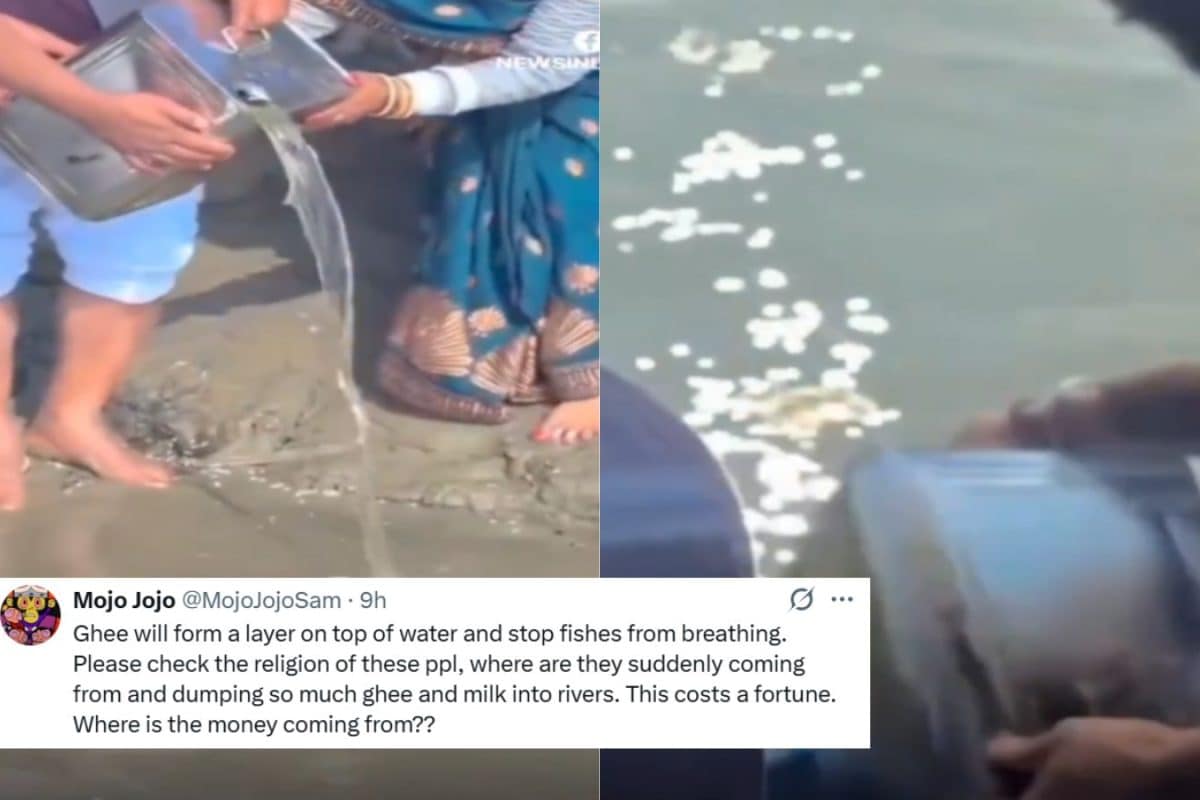 After 11,000 Litres Of Milk, Devotees Now Pour 165 Litres Of Ghee Into The Ganga | Viral Video