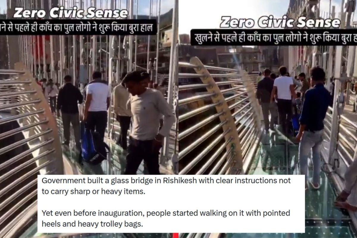 Rishikesh New Glass Bridge Video Sparks Outrage As Tourist Drags Heavy Trolley Bags: ‘Zero Civic Sense’
