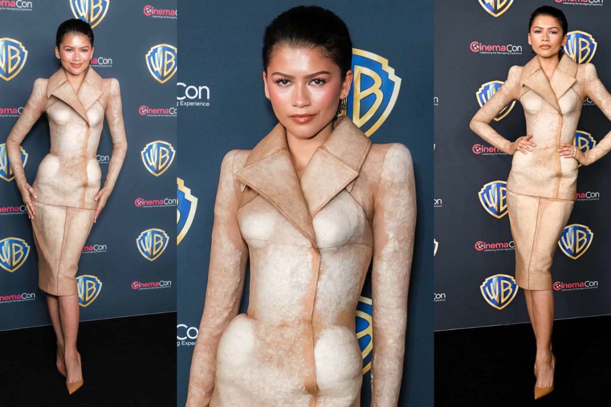 Zendaya Stuns In ‘Second-Skin’ Sandy Optical Illusion Skirt Set You Can’t Look Away From