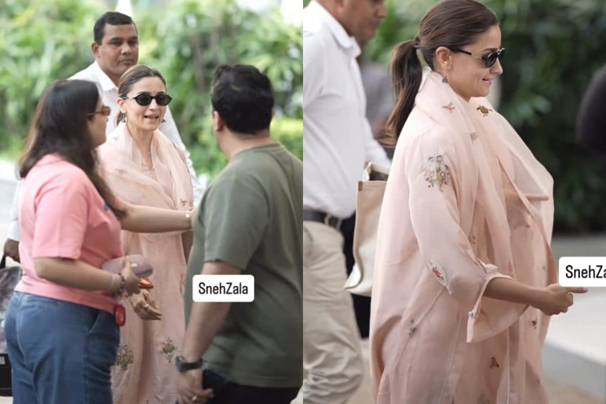 Alia Bhatt Aces Desi Summer Fashion In Rs 82,800 Anavila Peach Kurta Set