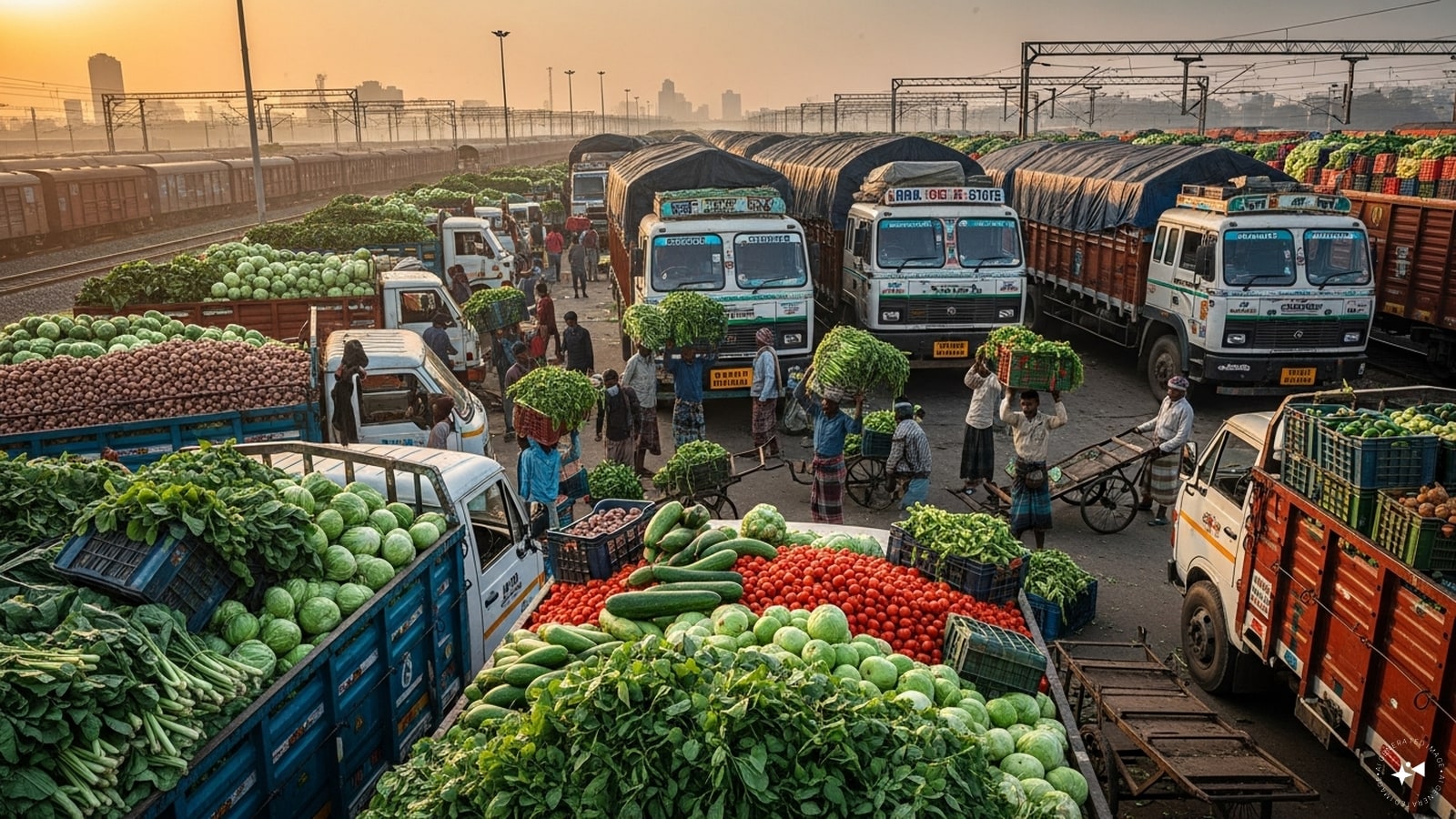 According to reports, vegetables grown in West Bengal are transported to neighbouring states and major cities. The strong transport network supports large-scale distribution. According to reports, vegetables grown in West Bengal are transported to neighbouring states and major cities. The strong transport network supports large-scale distribution.