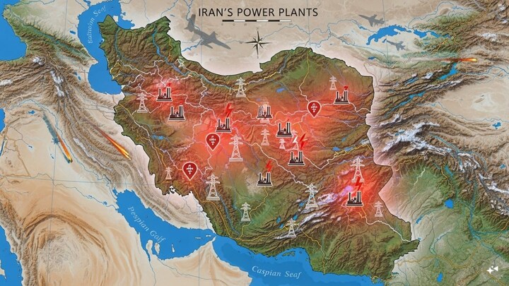 Aerial view of an Iranian power plant under a clear sky