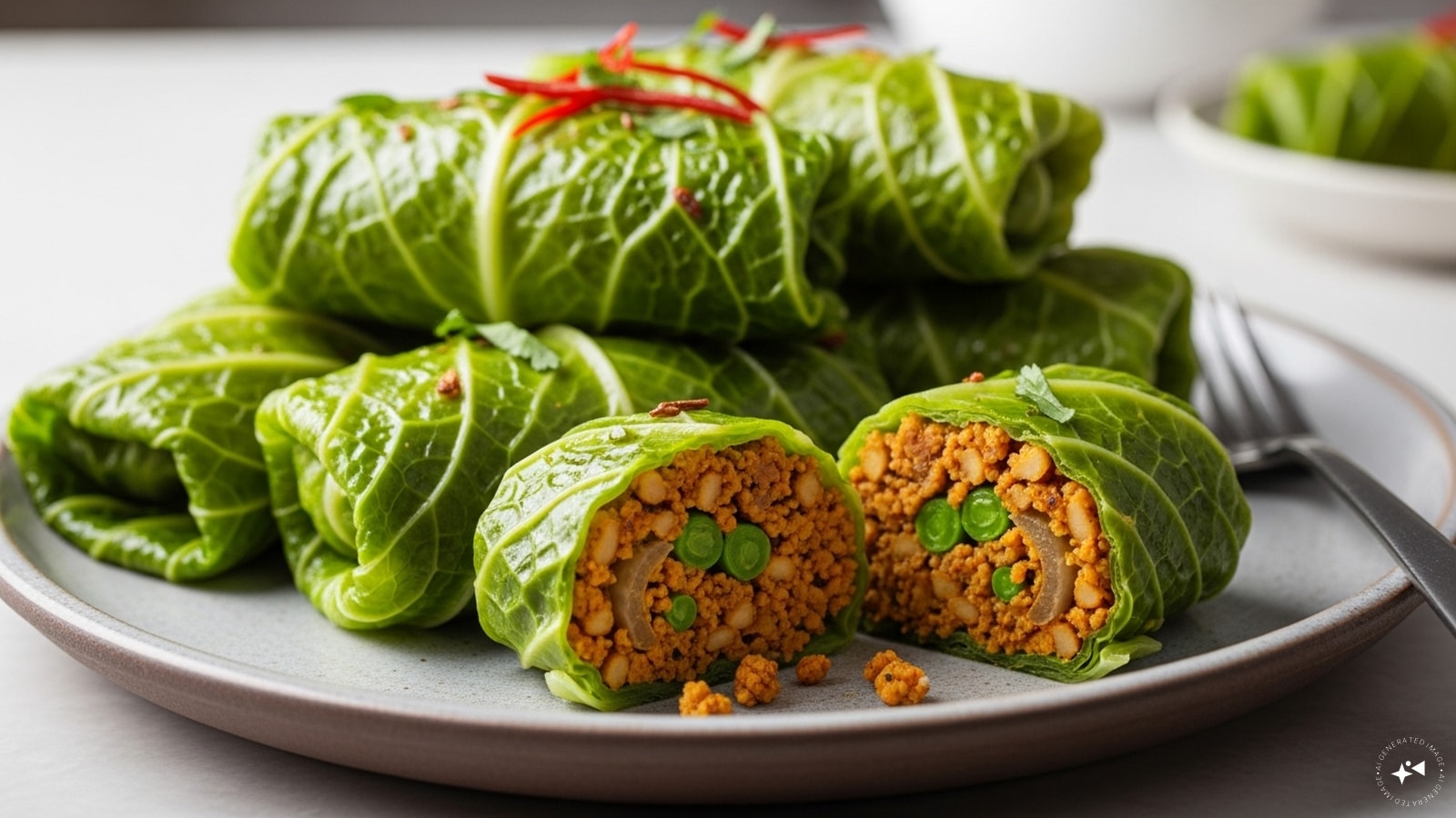 Spicy Soya Stuffed Cabbage Rolls Spicy Soya Stuffed Cabbage Rolls