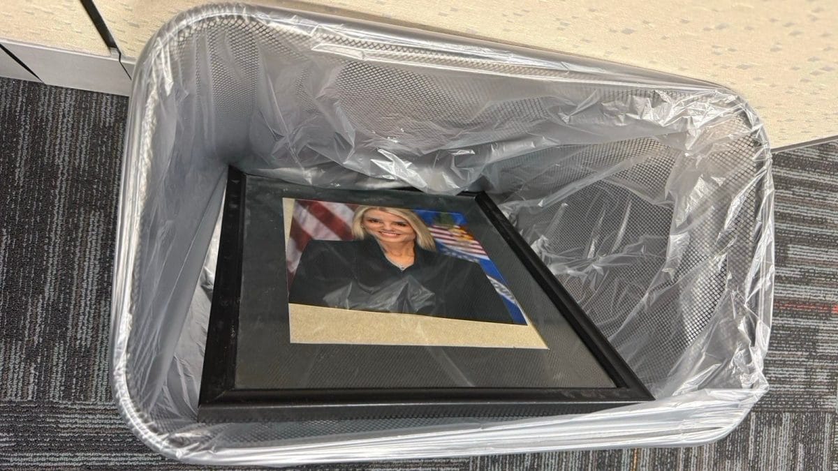 Pam Bondi's Official DOJ Portrait Dumped In Trash Can A Day After Trump Fires Her