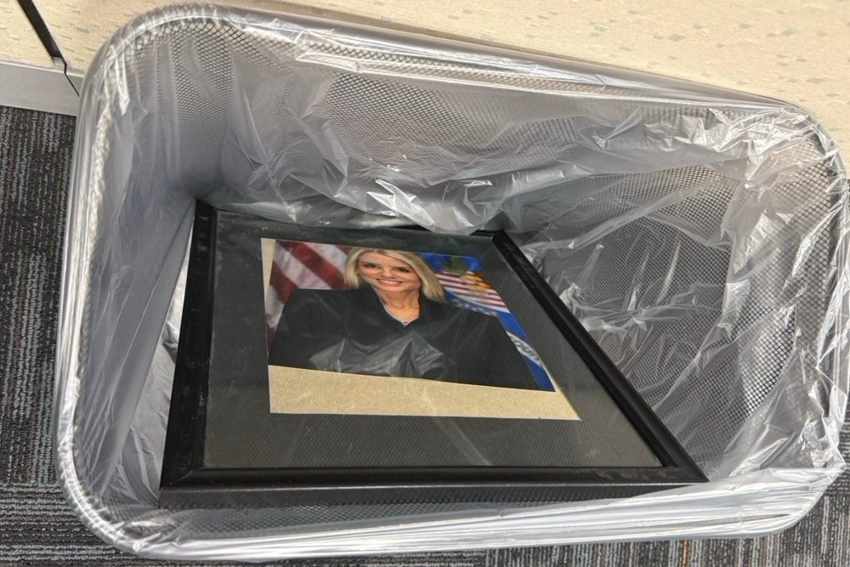 Pam Bondi's Official DOJ Portrait Dumped In Trash Can A Day After Trump Fires Her