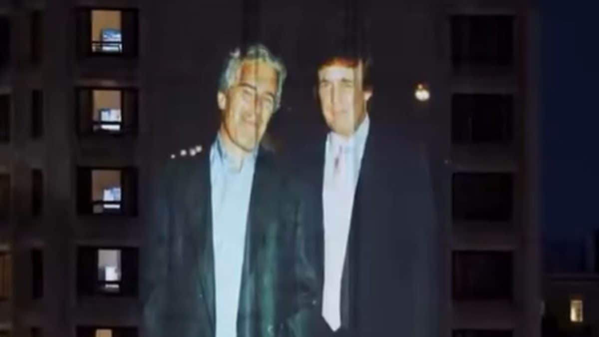 Video, Photos Of Trump And Jeffrey Epstein Projected Onto US Hotel | Watch