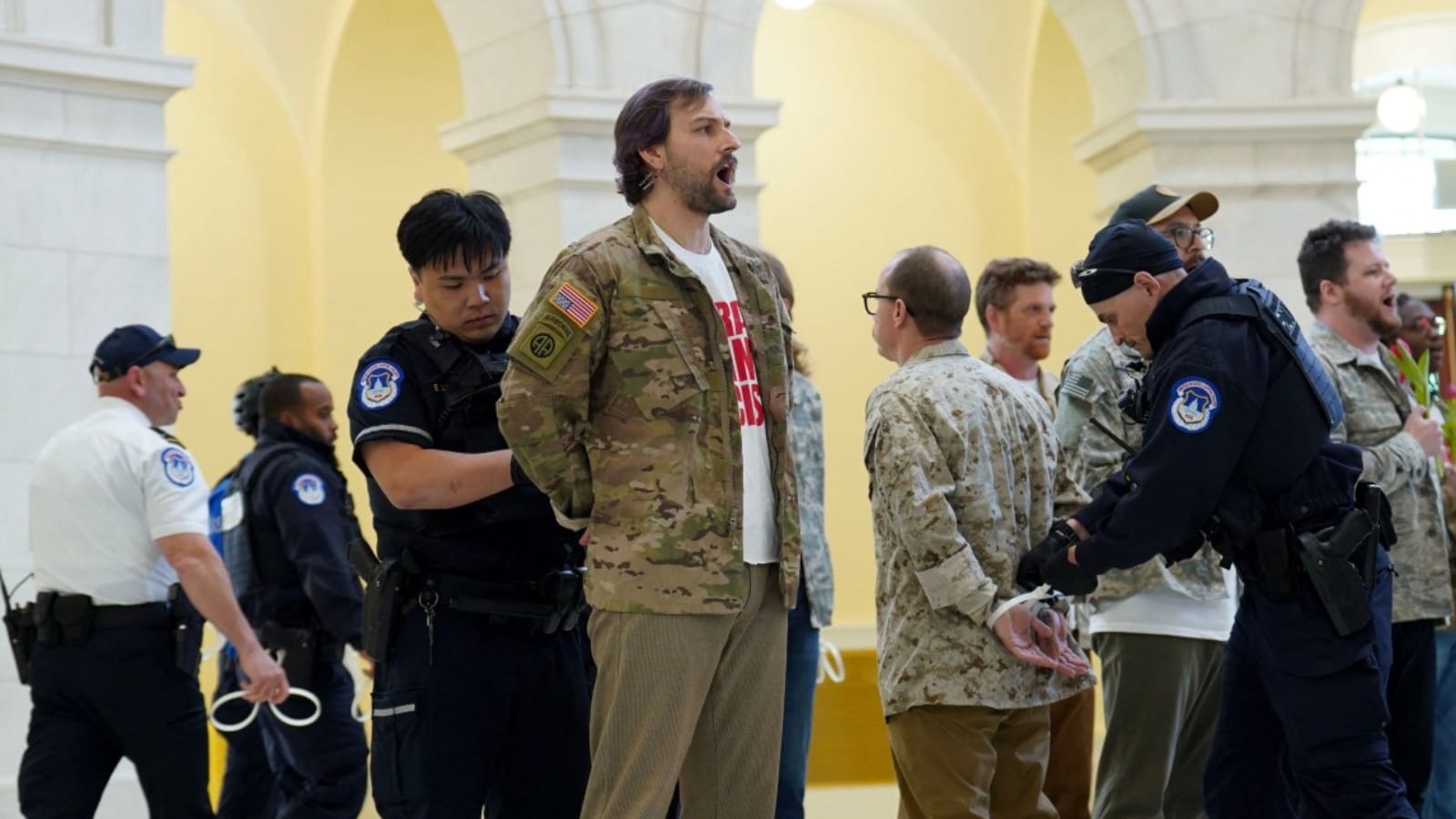 Dozens Of US Military Veterans Arrested Protesting Iran War At Capitol Hill