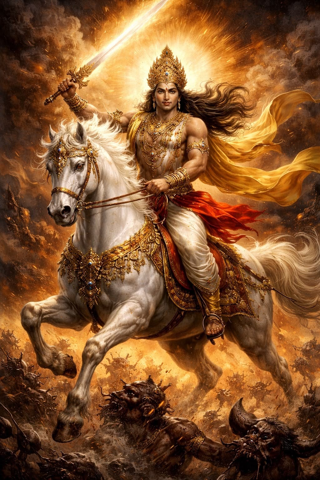 11. Kalki (The Future Warrior)Kalki is the prophesied final avatar who is yet to appear. He is expected to arrive riding a white horse, wielding a blazing sword, to destroy evil and usher in a new age of truth and righteousness.