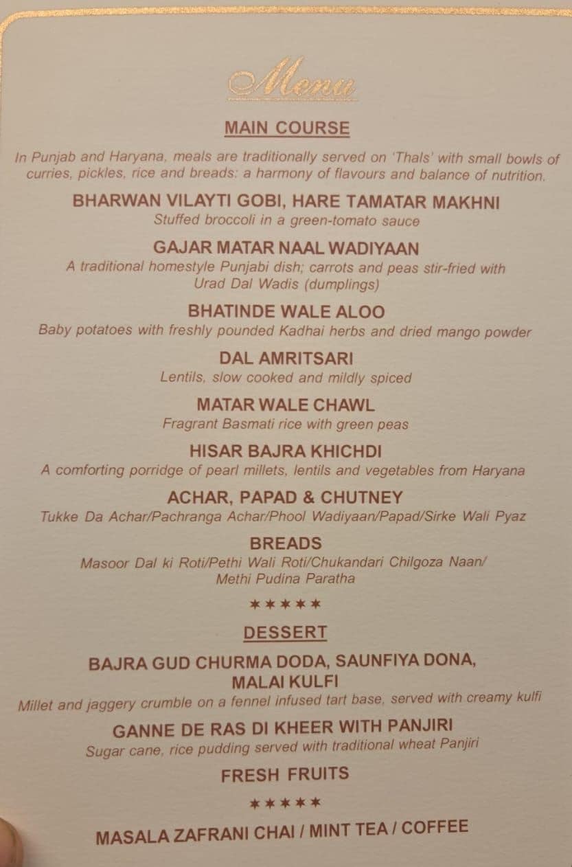 With the legendary Chef Harpal Singh Sokhi orchestrating the kitchen, the tables were draped in the intricate geometry of Phulkari, and the focus was on 'thals' served with curries, pickles and breads.