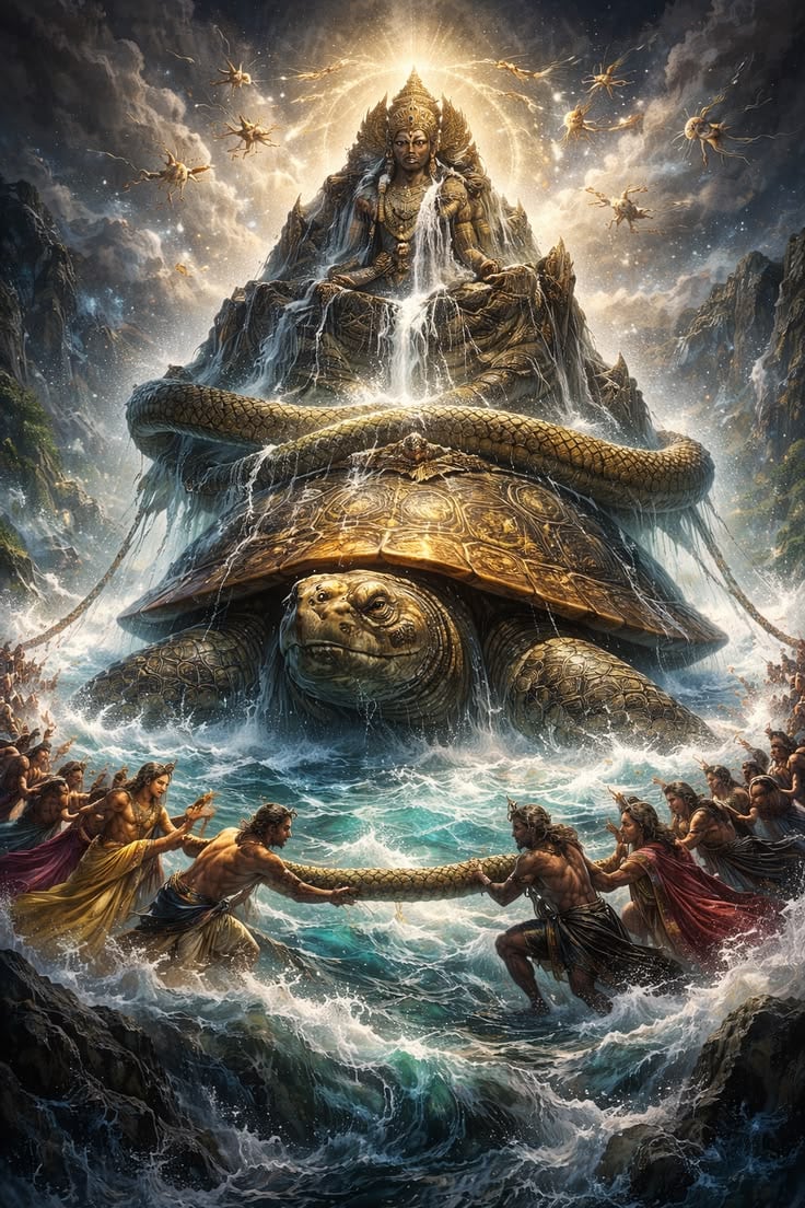 3. Kurma (The Tortoise Avatar)Kurma took the form of a giant tortoise during the famous Samudra Manthan (churning of the ocean). Vishnu supported Mount Mandara on his back so that gods and demons could churn the ocean and obtain the nectar of immortality.