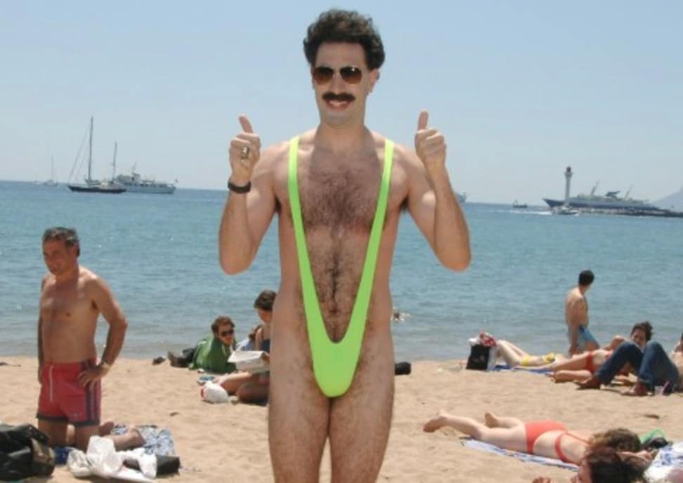 borate and "Mankini" (2006): Sacha Baron Cohen is the king of Cannes stunts. To promote Borat, he appeared on the beach wearing nothing but neon green "Mankini." It was shocking, funny, and perfect "On brand" For his character, it caused a huge media sensation.