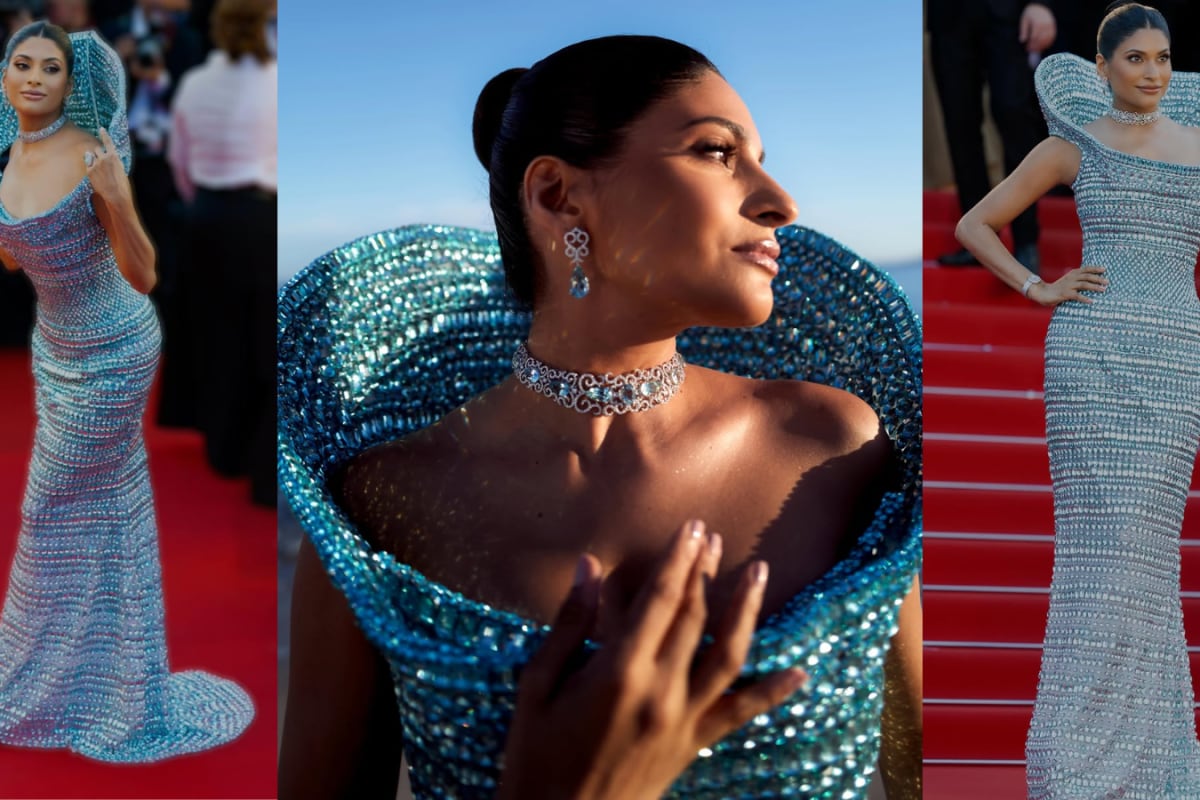 Dubai Bling Star Farhana Bodi Dazzles At Cannes 2026 In A 15 Kg Aquamarine Crystal Gown