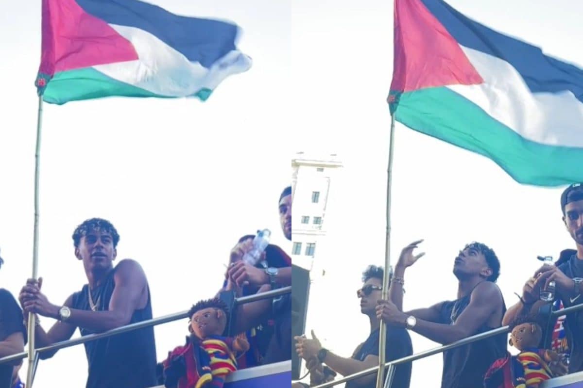 Lamine Yamal Goes Viral After Palestine Gesture During Barcelona's Parade | WATCH