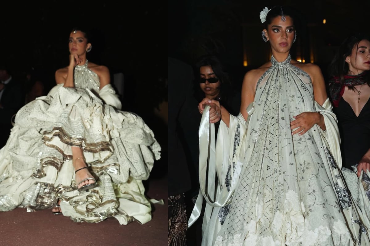 Pakistani Actor Sanam Saeed Makes A Regal Cannes Debut In Ivory Hussain Rehar Couture