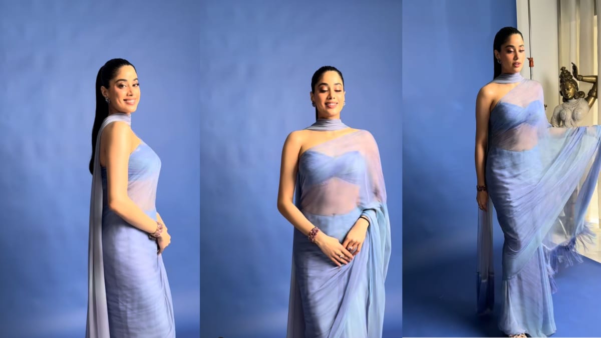 Janhvi Kapoor's Manish Malhotra Saree Look Proves The Dupatta Trend Is Back