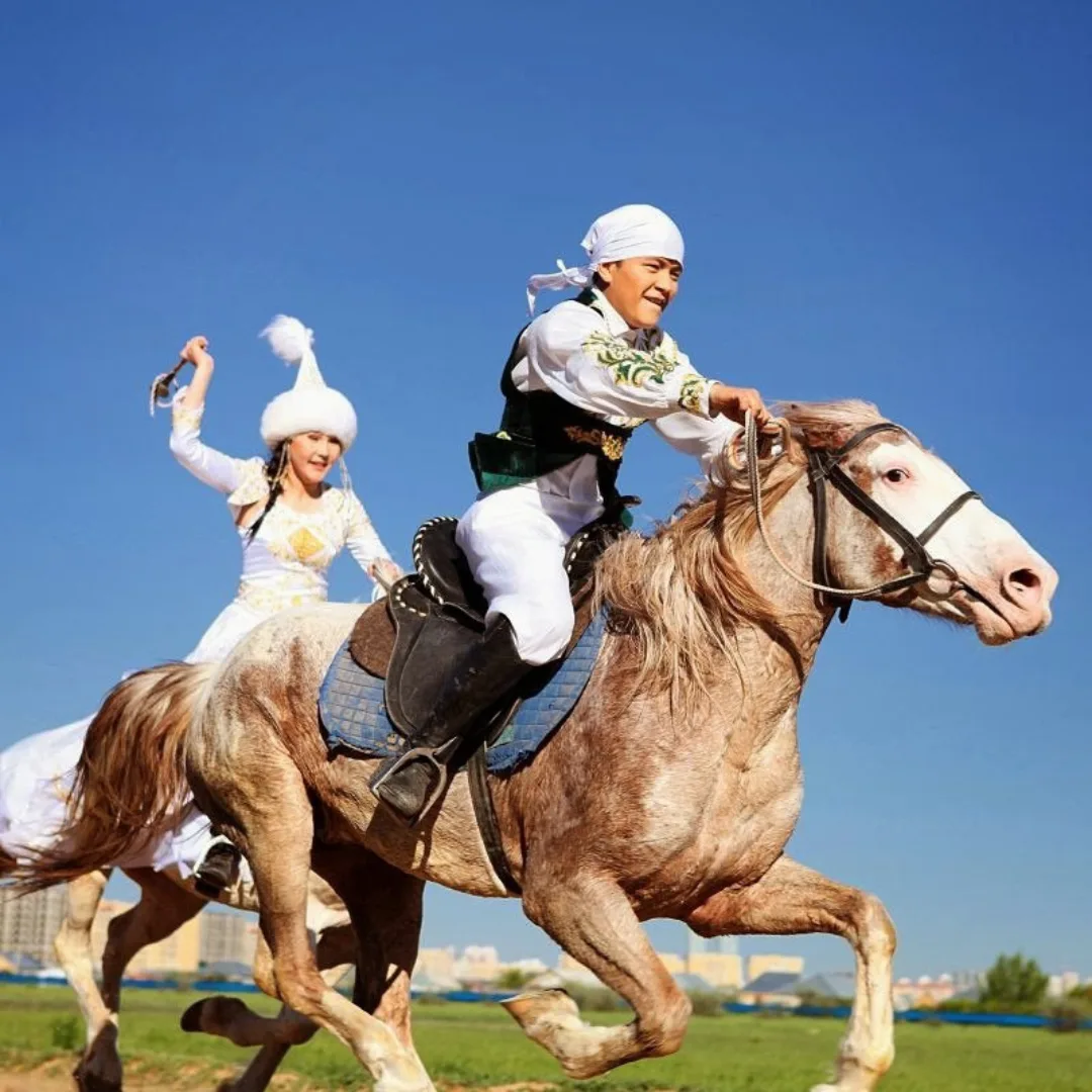 If he succeeds, he gets to kiss her while riding alongside each other. However, if he fails, the young lady gets to turn around at the finish line and whip him all the way back to the starting line. (Image: Instagram/ @Trip2CentralAsia)