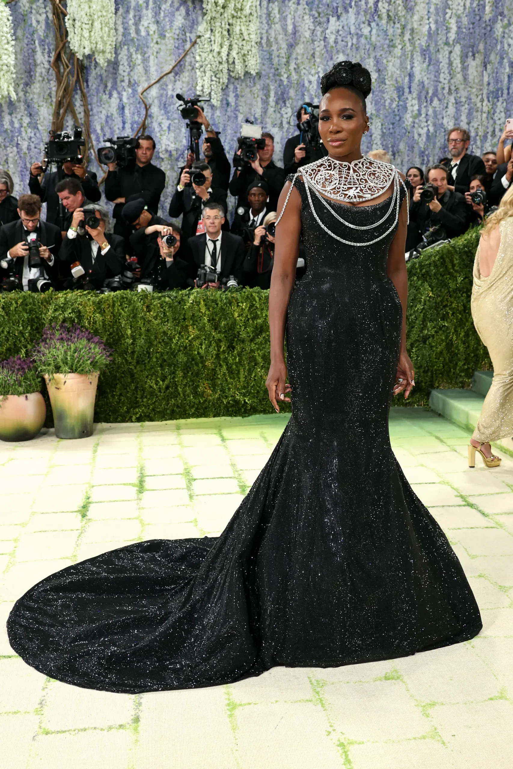 Venus Williams, who was a co-chair at Met Gala 2026, looked breathtaking in a striking Swarovski gown.  
