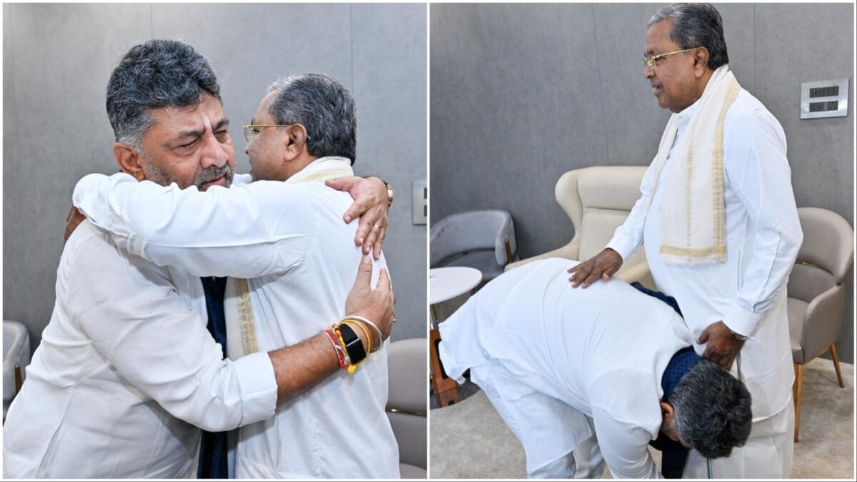 Shivakumar Greets Siddaramaiah With Hug, Seeks His Blessings At Breakfast Meet Amid Karnataka Power Buzz
