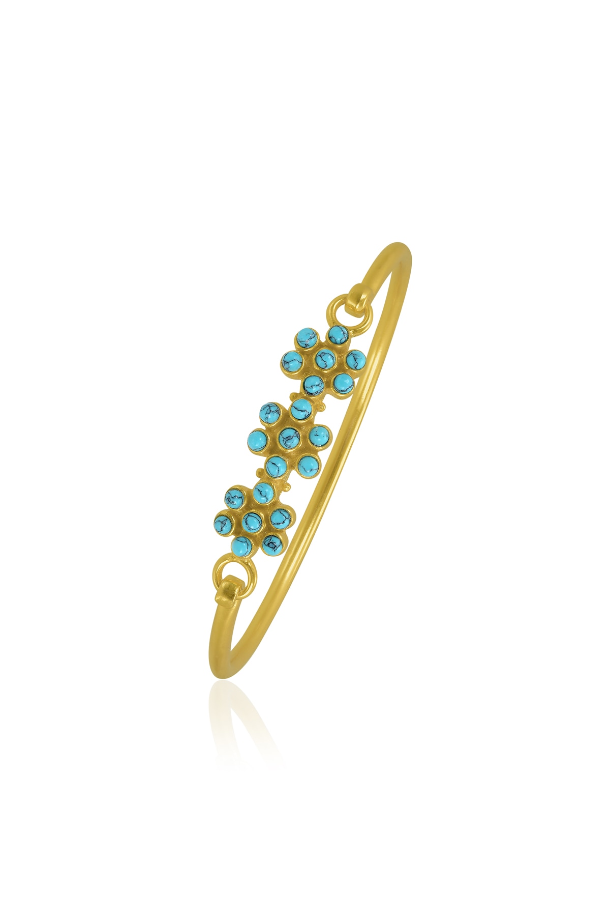 Tribe Amrapali: Gold Plated Turquoise Floral Bangle 