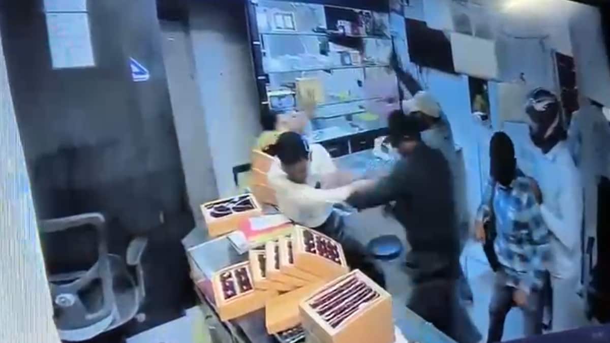Nashik Man Fights Off Armed Robbers With Bare Hands During Jewellery Store Attack, Injured | Video