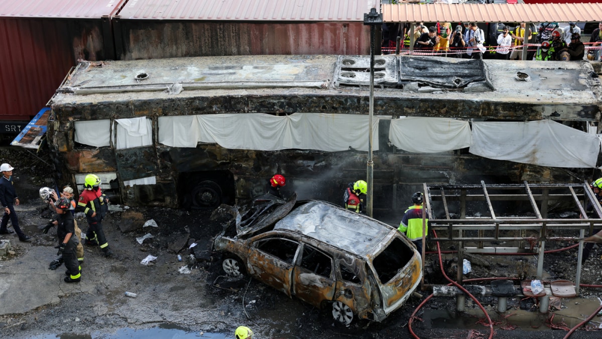 Eight Killed After Train Rams Into Bus In Thailand, Triggering Huge Blaze