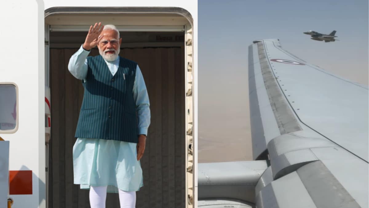 F16 Jets Escort PM Modi's Aircraft As It Enters UAE's Airspace | Watch