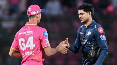 Yashasvi Jaiswal shakes hands with Gujarat Titans' captain Shubman Gill after the toss (Picture credit: AP)
