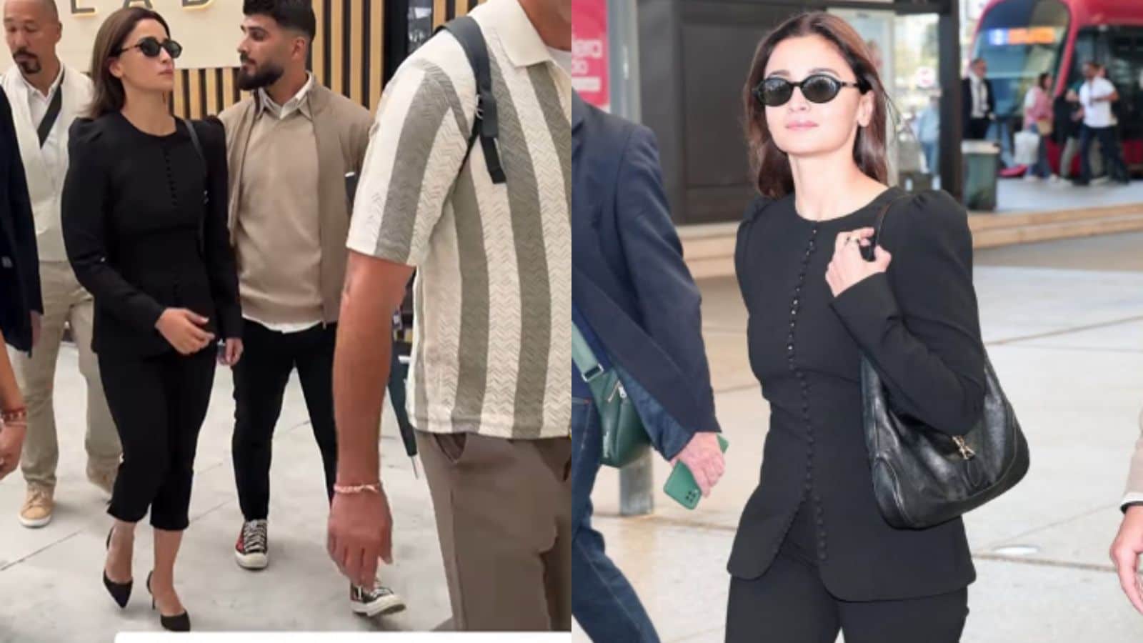 Alia wore a Carolina Herrera button-down blazer featuring distinctive puffed shoulders and a nipped-in waist, paired perfectly with matching Camila skinny pants