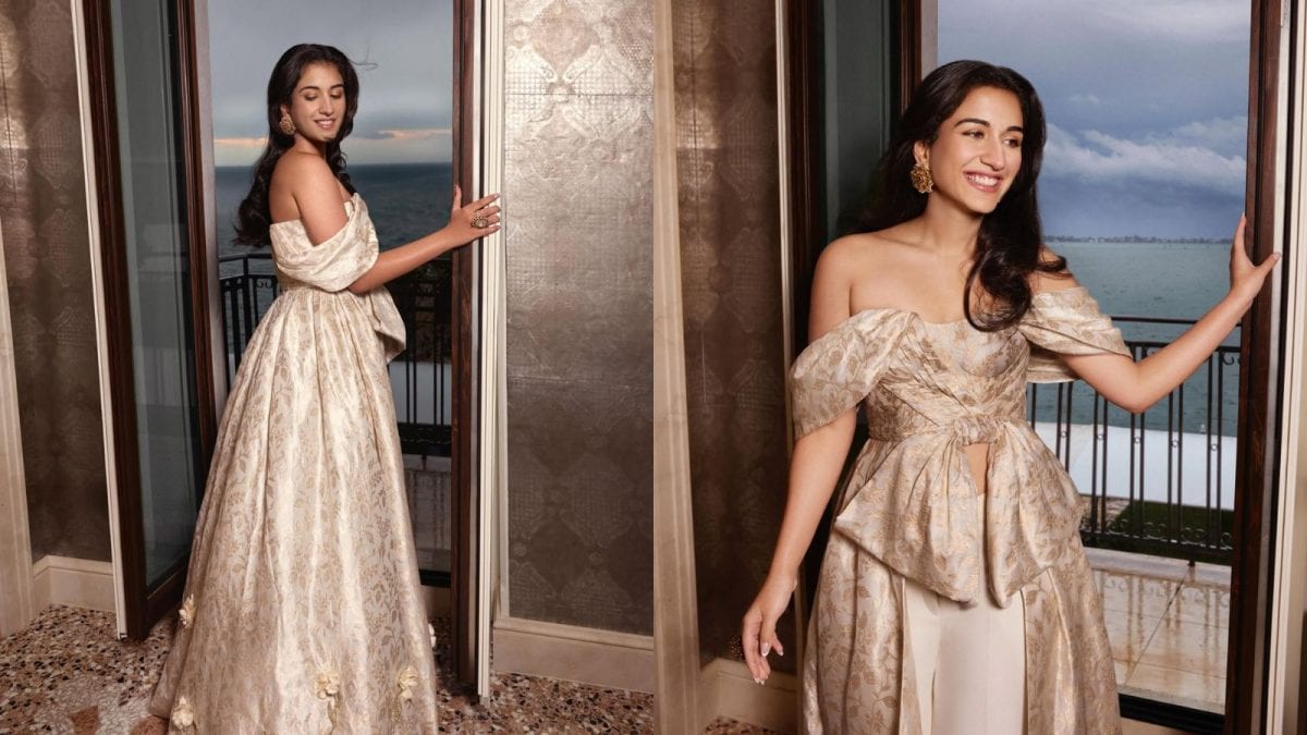 Radhika Ambani's Custom Swadesh x Erdem Ensemble Shines At The 61st Venice Biennale