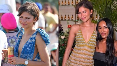 Zendaya Rocks Blue Sundress & Gold Netted Dress To Support Tom Holland At  Padel Event | Fashion News - News18