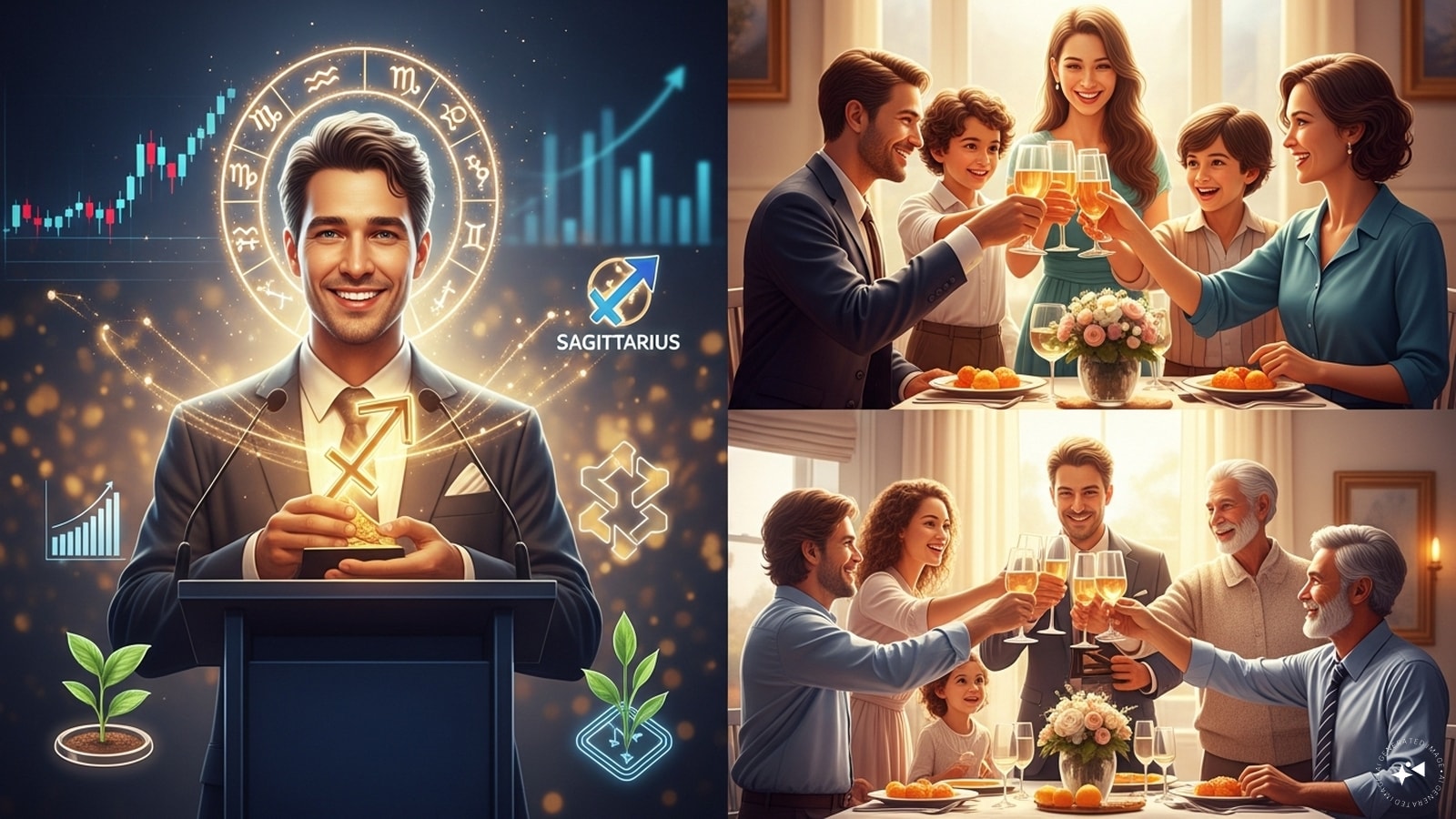 Sagittarius: This is a positive time for career growth and recognition. You may gain name and fame in your profession. Good opportunities may come if you are restarting your career. Family business will also benefit from teamwork. You may plan to buy a vehicle. Overall, this period brings progress and stability.