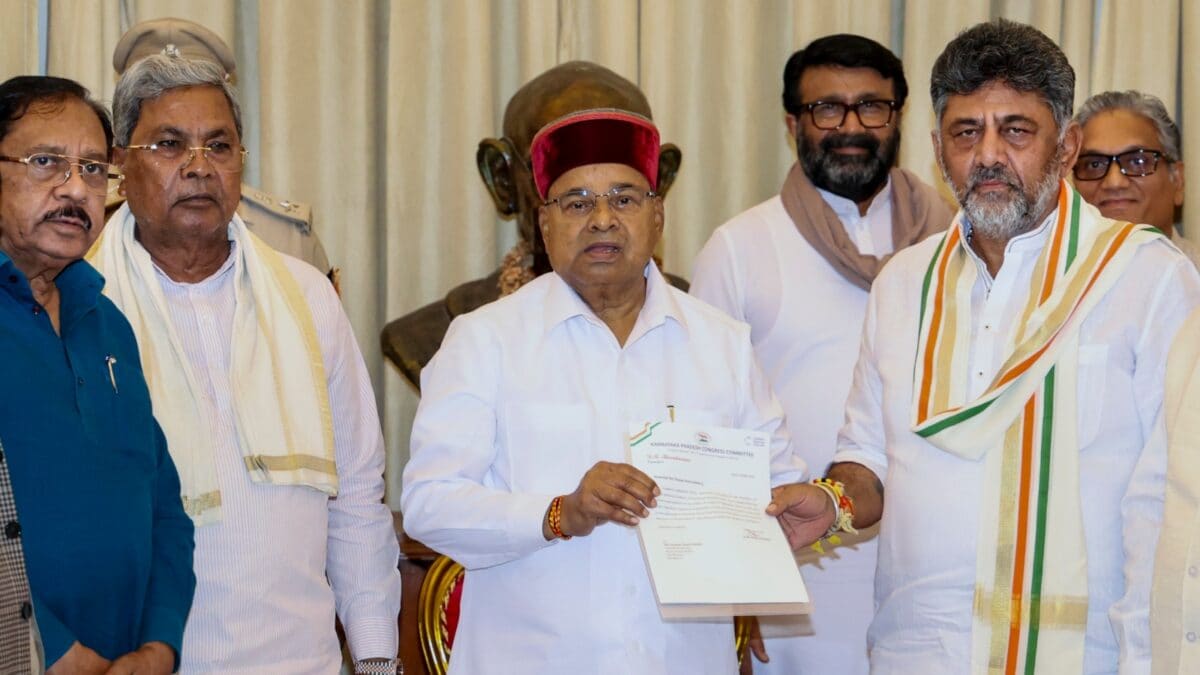 DK Shivakumar Meets Karnataka Governor, Stakes Claim To Form Next Govt