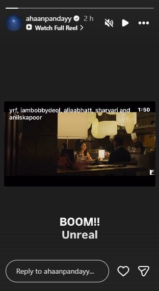 Ahaan Panday's Instagram story