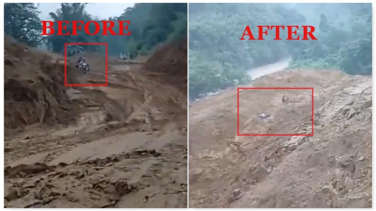 Arunachal Floods: Biker Survives Incredible Landslide Ride, Netizens Say 'Buy A Lottery Ticket' | Watch