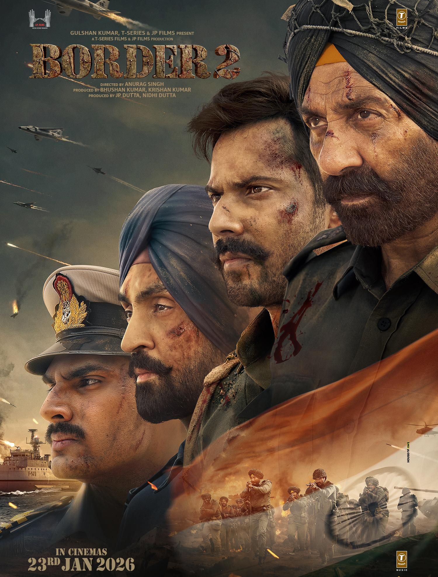 Border 2 (Rs 362.76 crore): Directed by Anurag Singh, this epic military drama features Sunny Deol, Varun Dhawan, and Diljit Dosanjh. The sequel honours the 1971 war operations across army, air force, and naval fronts with heavy emotional and patriotic appeal. (File Photo)